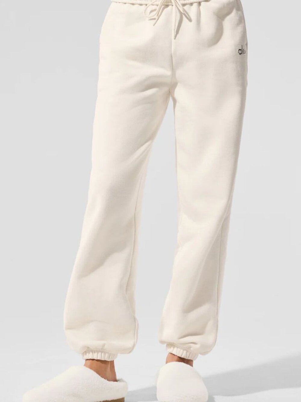 Size S Alo Yoga Accolade Sweatpant Ivory Cozy Fleece Lounge - Picture 3 of 3
